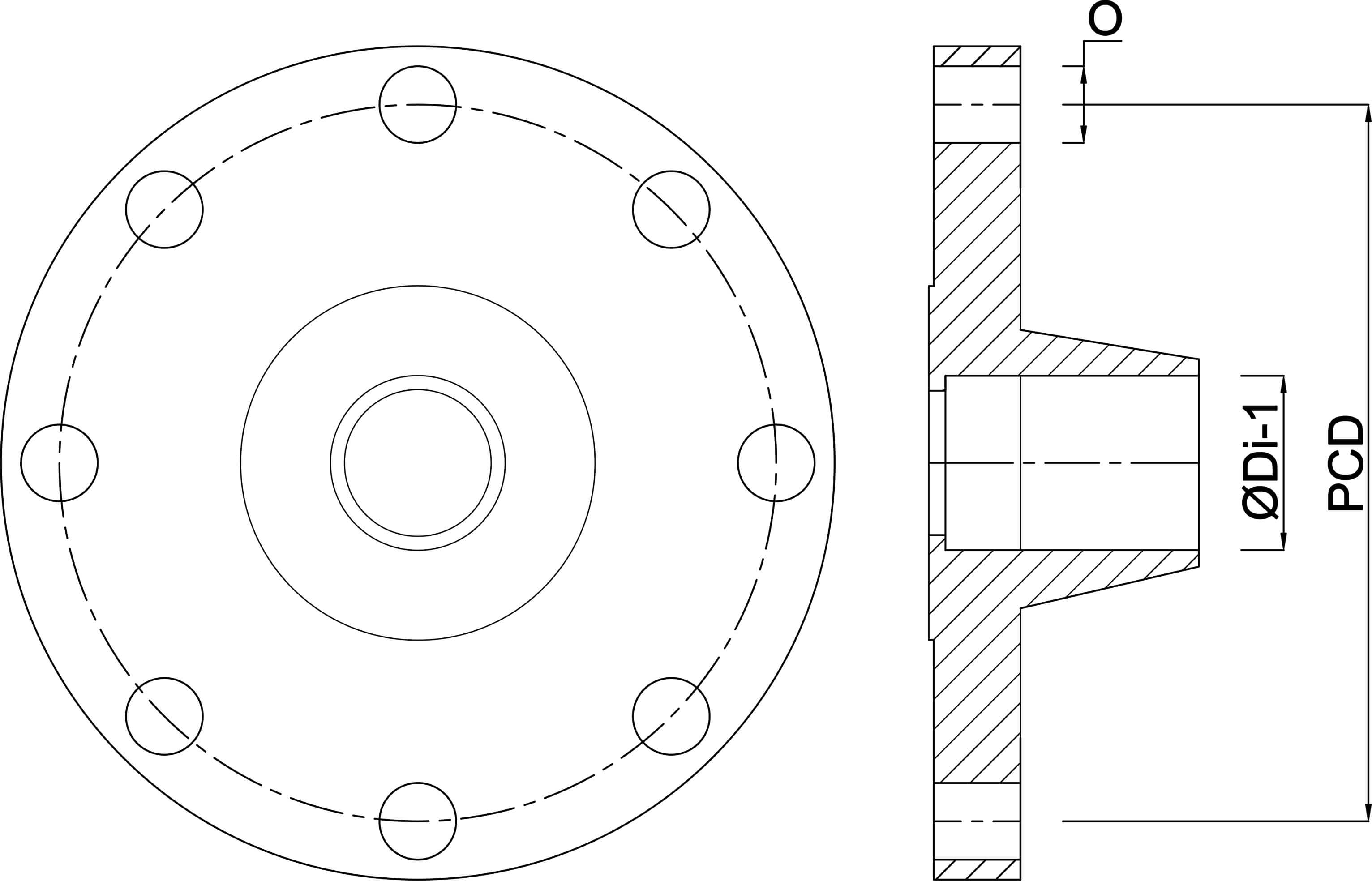 Profec Flange welding neck steel DN125 x 139,7 mm DIN flange x butt welding black PN16