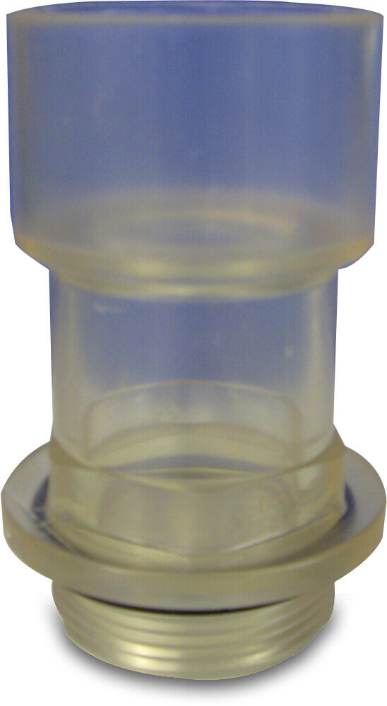 Praher Sight glass PVC-U 1 1/2" x 50 mm male thread x glue socket transparent