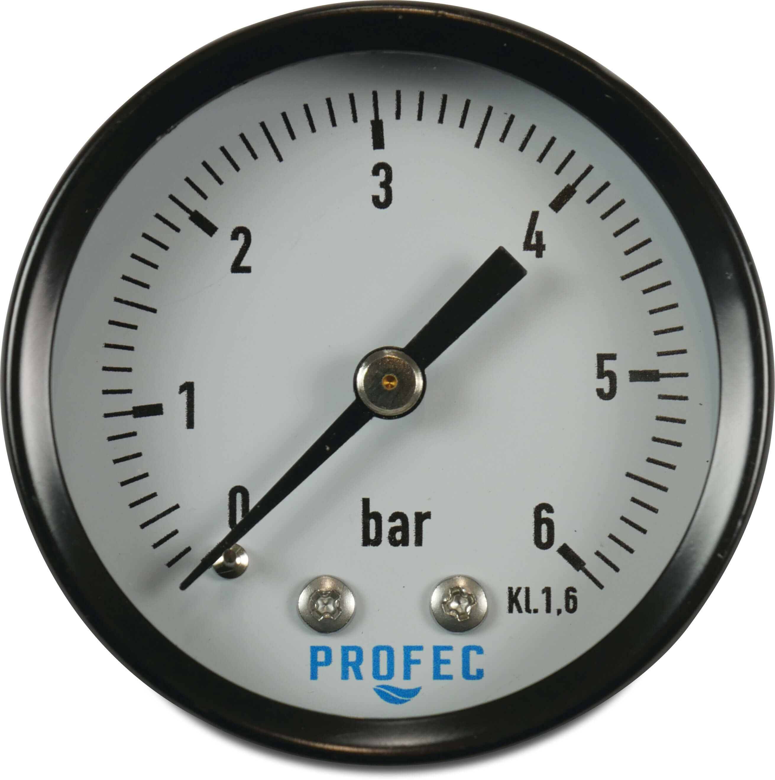 Profec Pressure gauge 50 mm male thread 0 - 6bar black type dry back connection 1/4"
