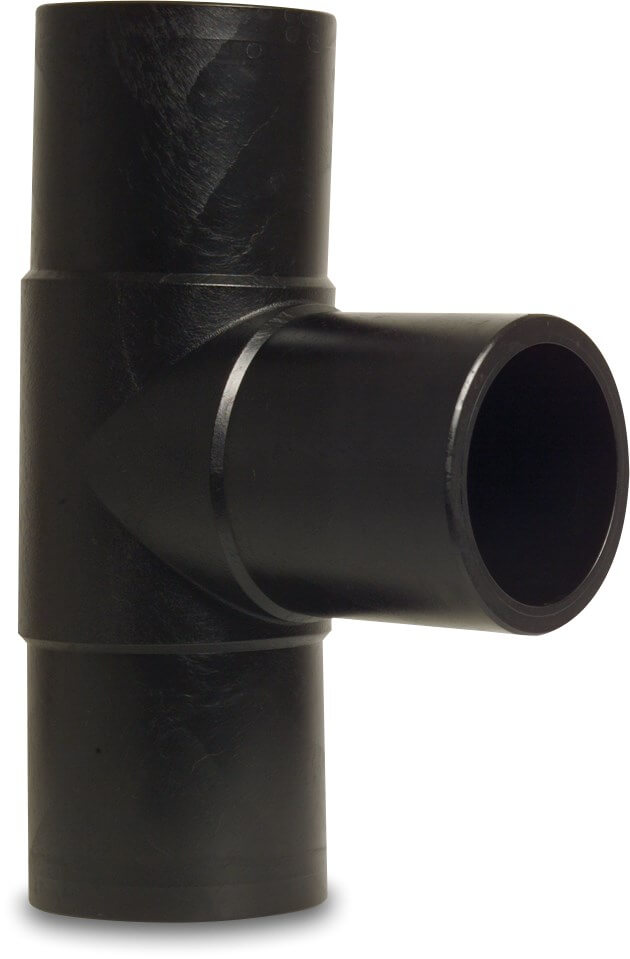 Jason T-stuk 90° PE100 250 mm spie SDR 11 10bar 16bar zwart DVGW