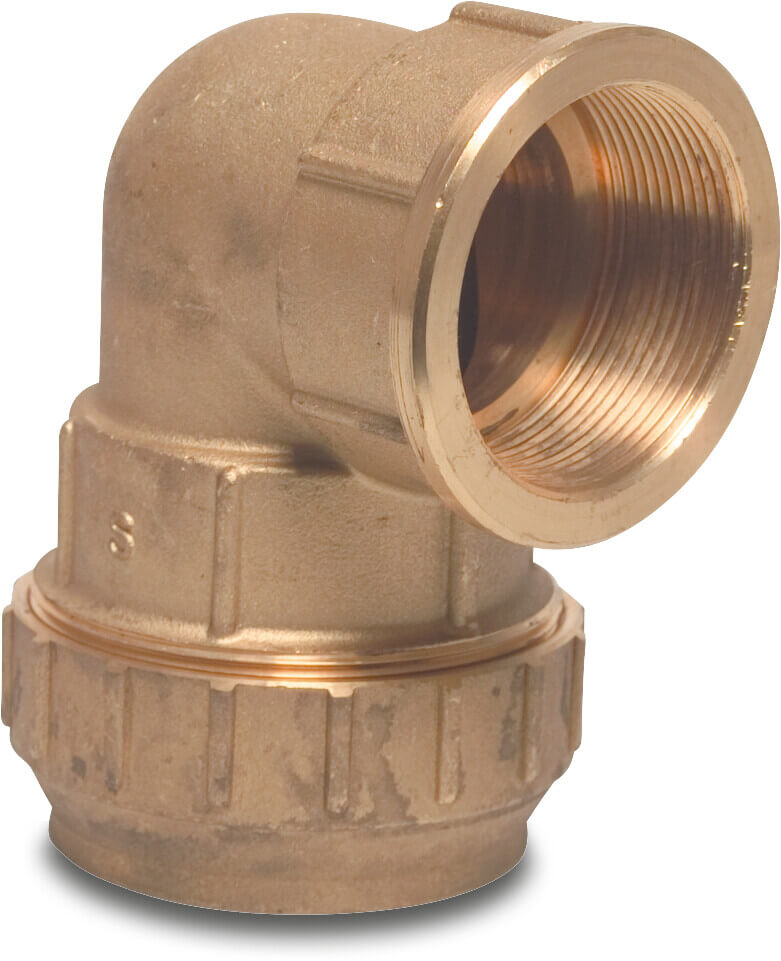 Adaptor elbow 90° brass 40 mm x 1 1/4" compression x female thread 16bar DVGW