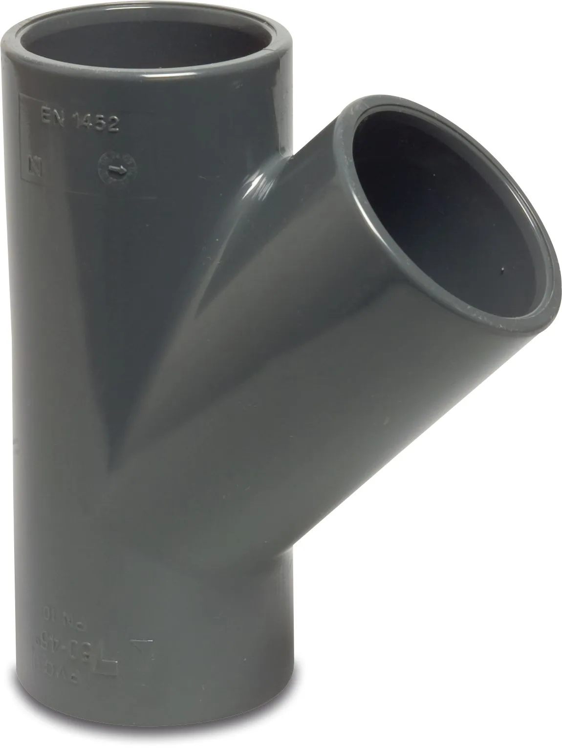 Profec T-stuk 45° PVC-U 20 mm lijmmof 16bar grijs