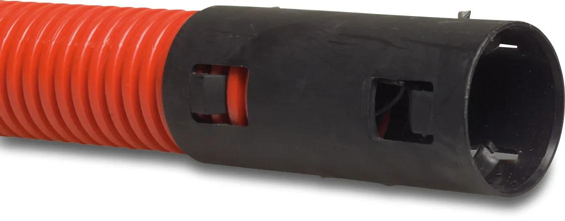 Kabelschutzschlauch PE 40 mm Klick Muffe x Glatt DN32 Rot/Schwarz 25m