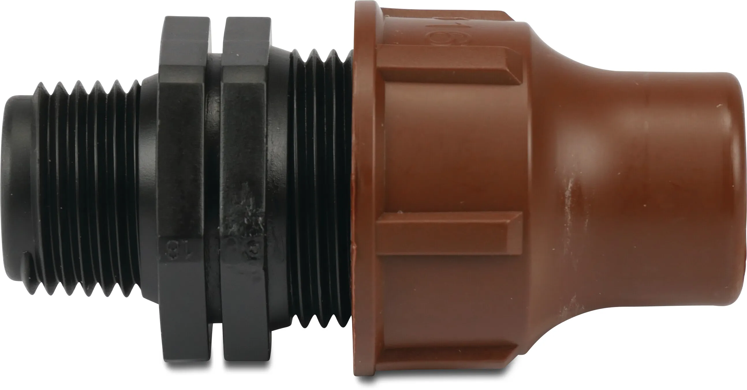Adaptor PP 16 mm x 3/4" lock x male thread 6bar brown type BF-82-75 lock