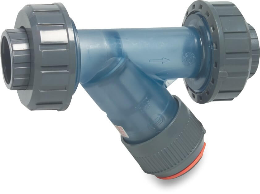 Check valve PVC-U 16 mm glue socket 16bar 500micron PVC gauze transparent