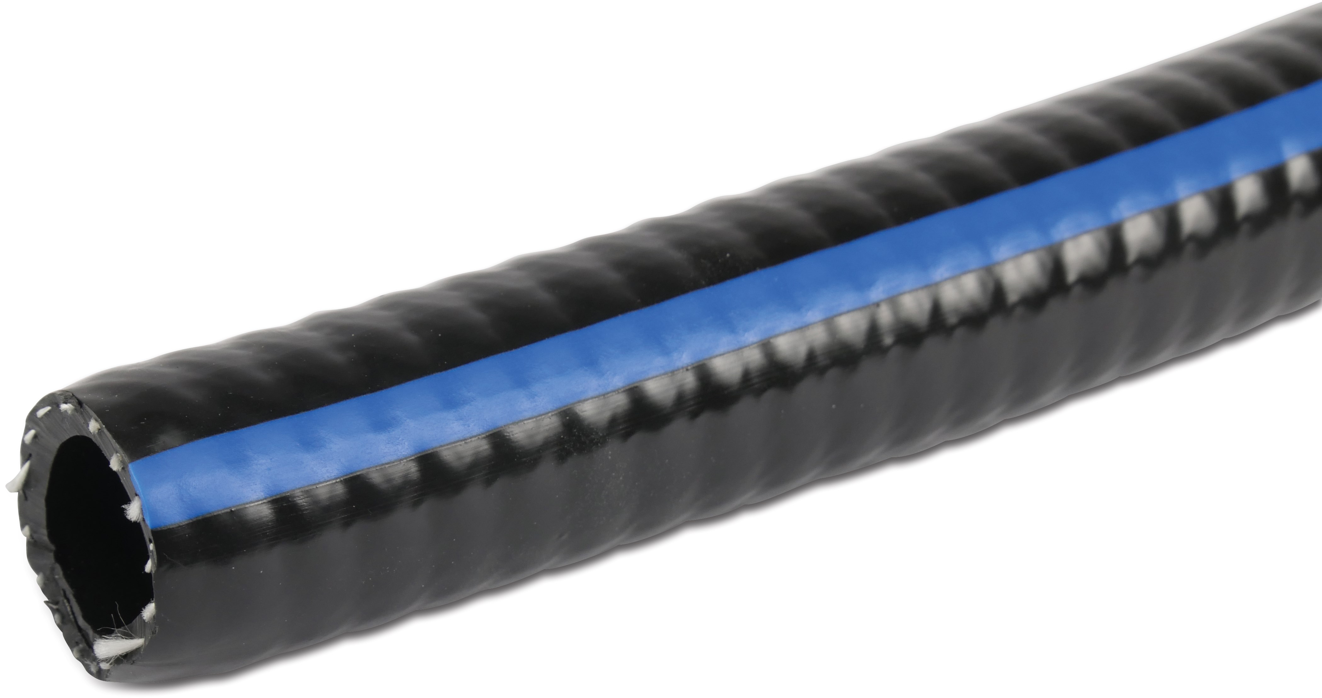 Profec Suction and pressure hose PVC/steel 25 mm 12bar 0.9bar black/blue 50m type Heavy-Flex Black