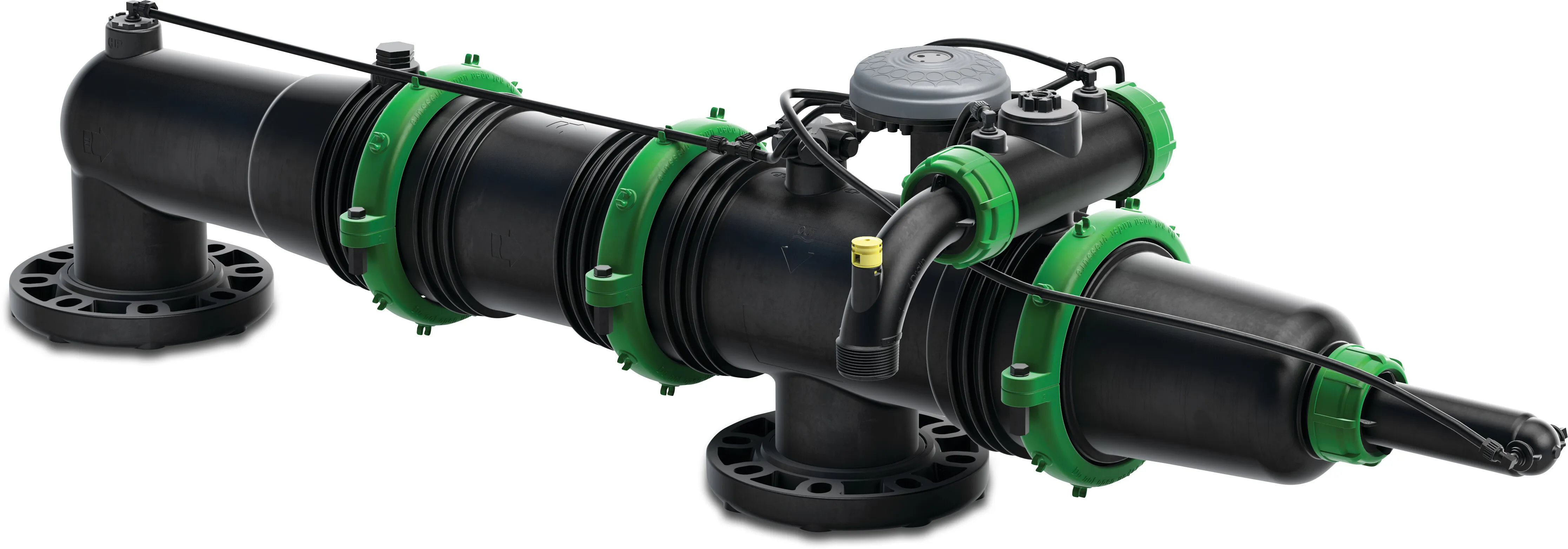 Amiad Automatisk filter fiberglasforstærket nylon DN80 flange 8bar 130mikron 0,13 mm rustfri stål 316 9-12VDC latch sort/grøn 1 x 3" filter type Mini Sigma On-line