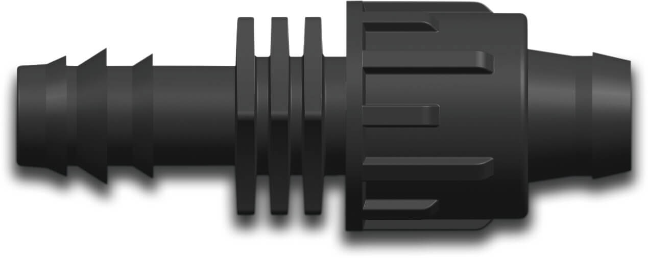 Adaptateur PP 16 mm x 17 mm cannelé x tape 6bar noir