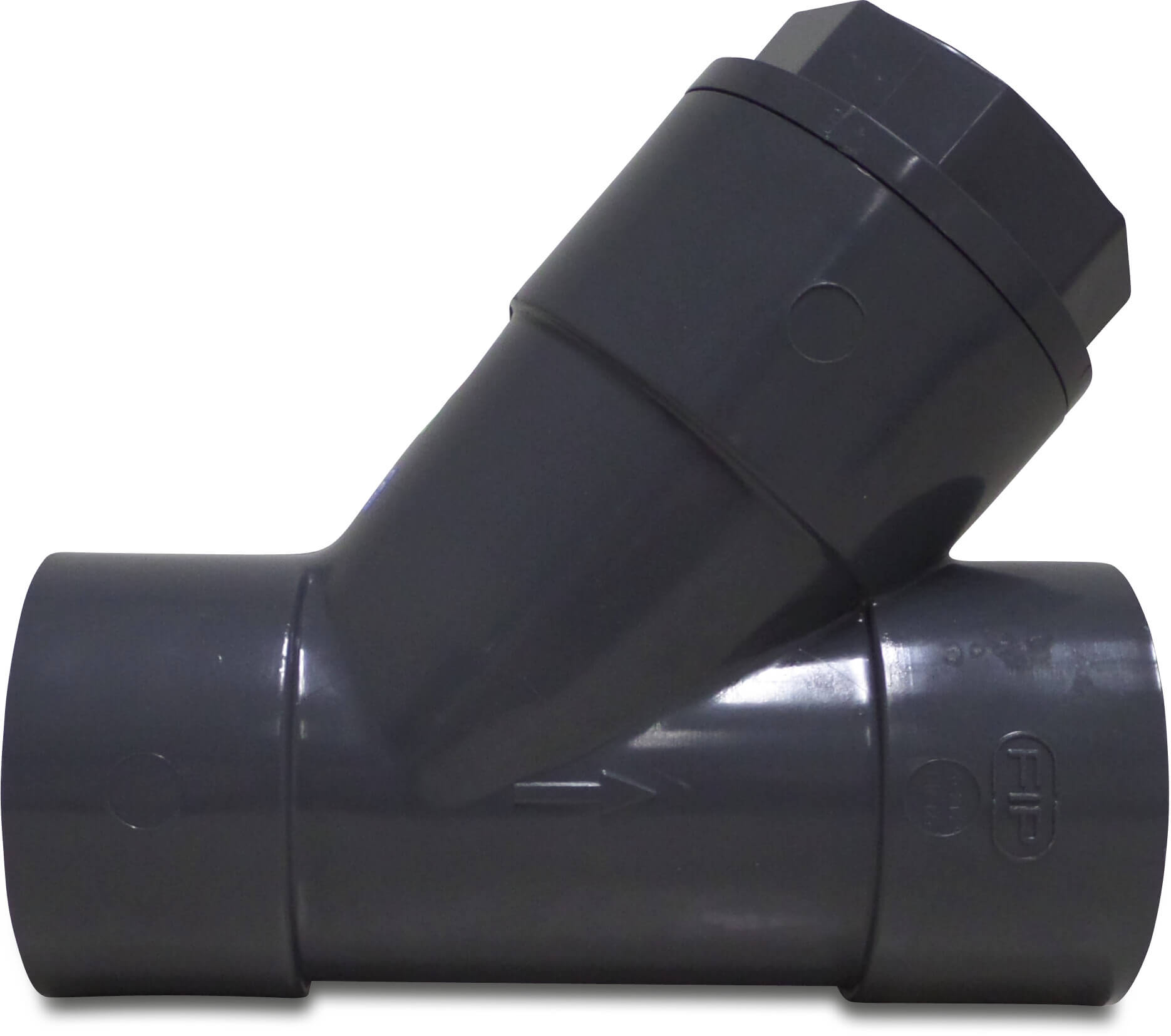 Terugslagklep PVC-U 75 mm lijmmof 10bar grijs