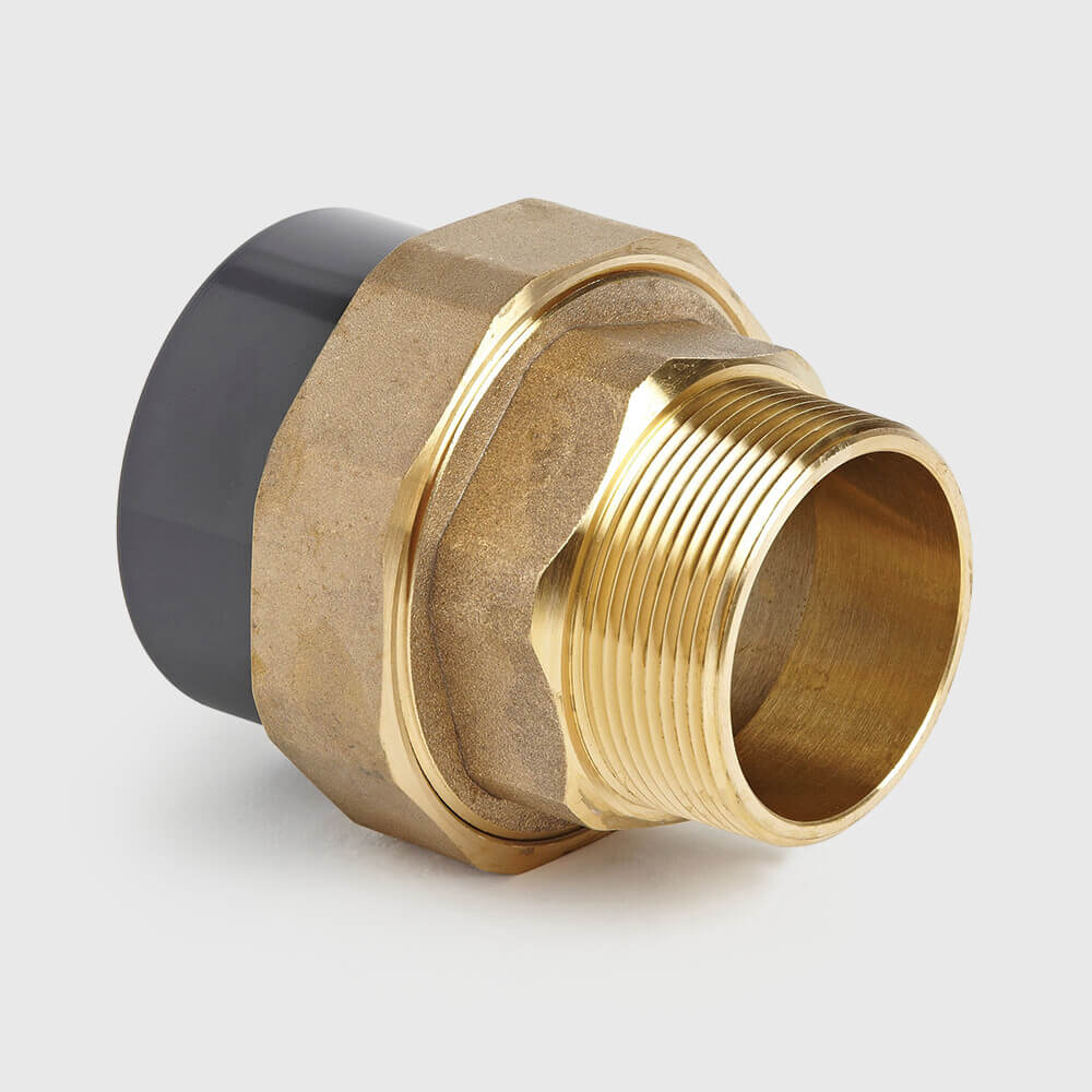 Raccord union PVC-U/laiton 2 1/2" impérial collage femelle x filetage mâle