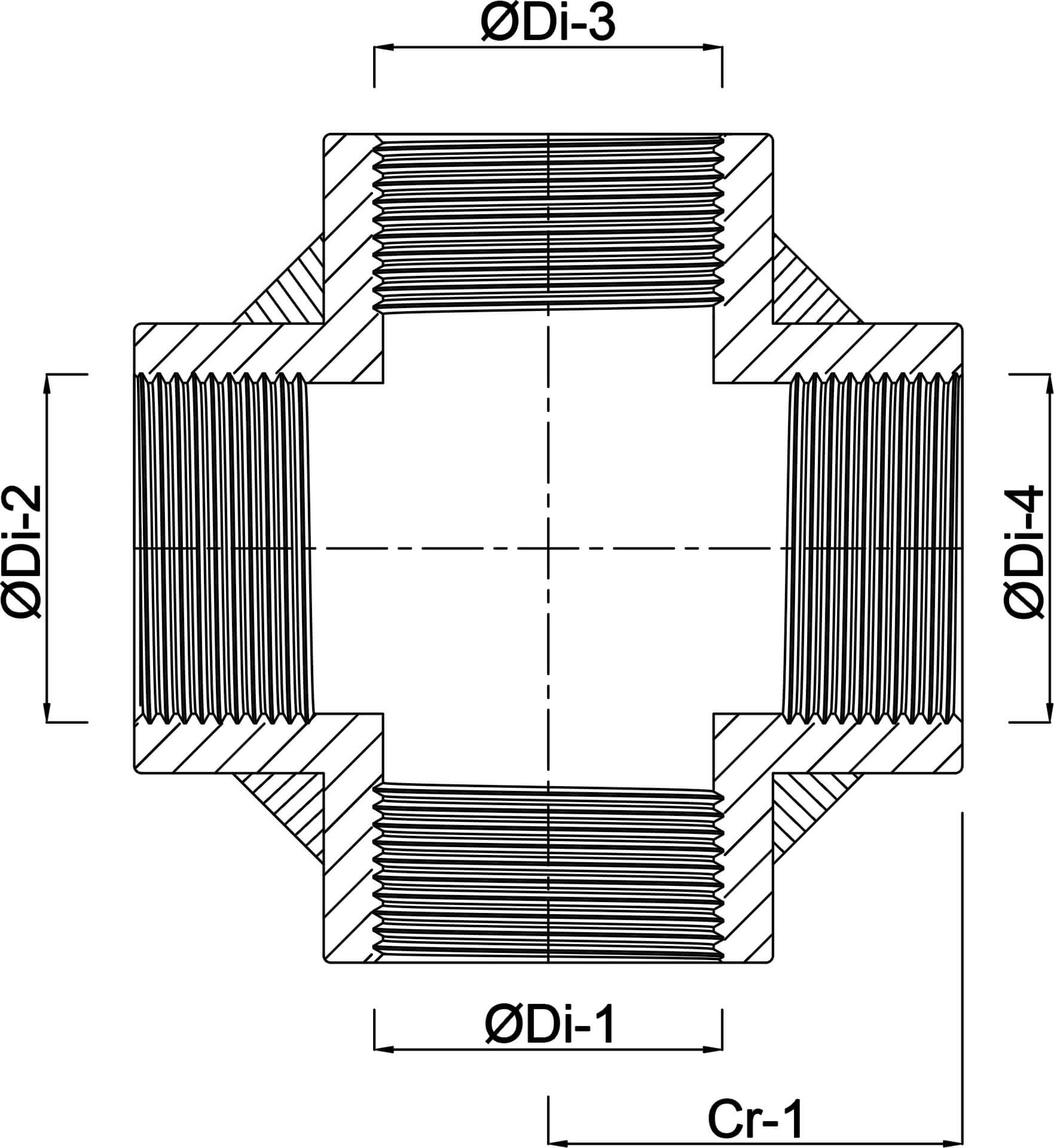 Profec Nr. 180 Kryds rustfri stål 316 2" indvendig gevind 16bar