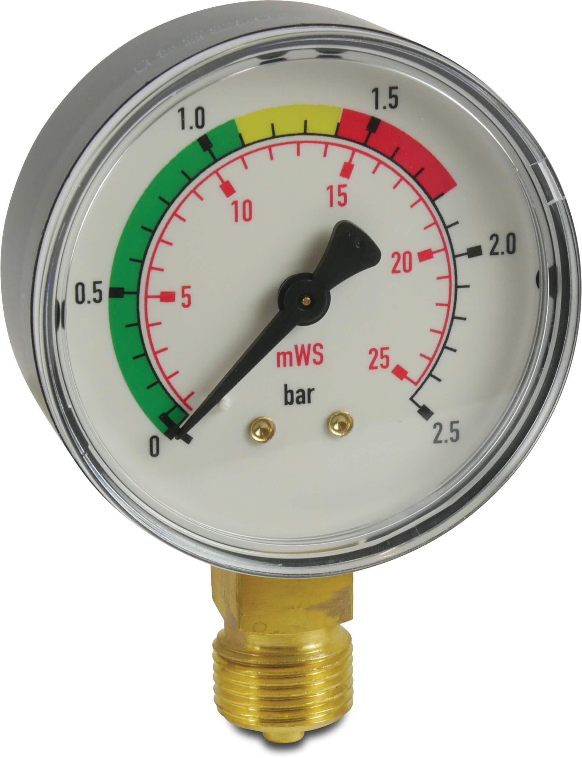 Pressure gauge 63mm 0-2,5 bar 3/8" bottom connection
