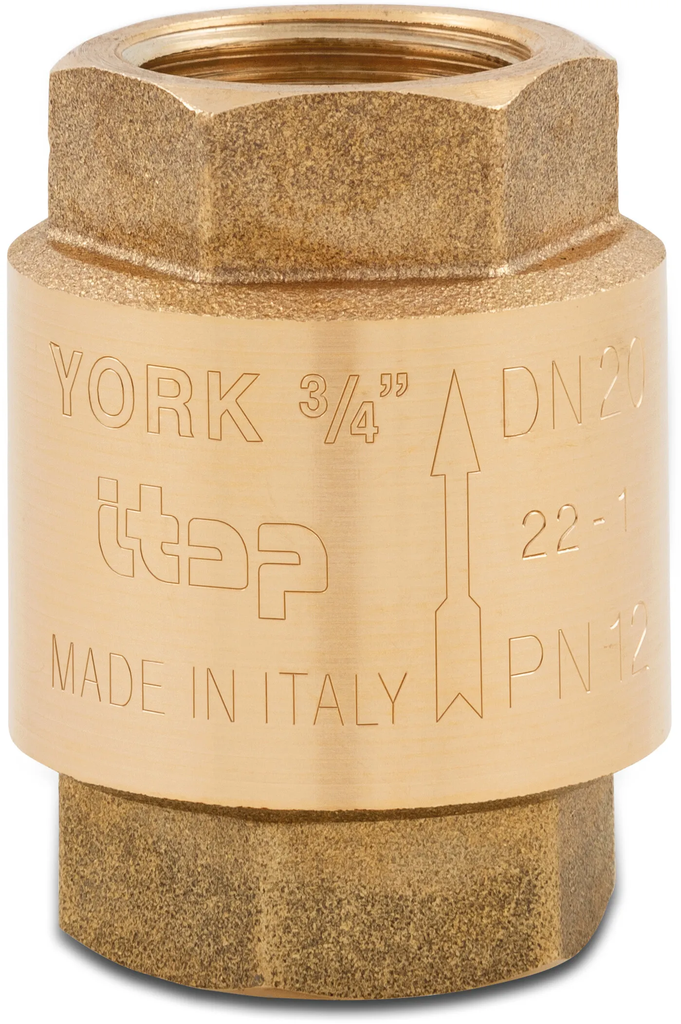 Itap Non return valve spring loaded brass 3/8" female thread 12bar DN10 type York 103