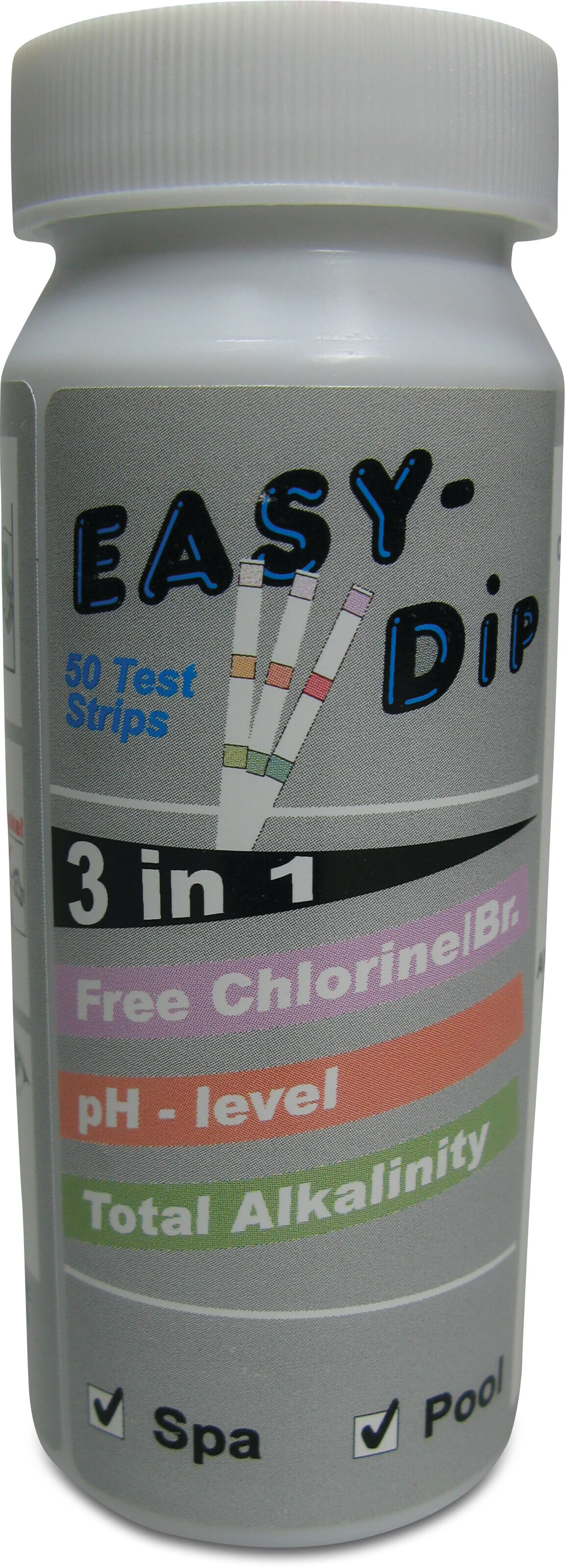Pool-I.D. 5-in-1-Teststreifen zur Messung von pH-Wert, freiem Chlor, Bromalkalität, Gesamthärte und Cyansäure 50 Stück