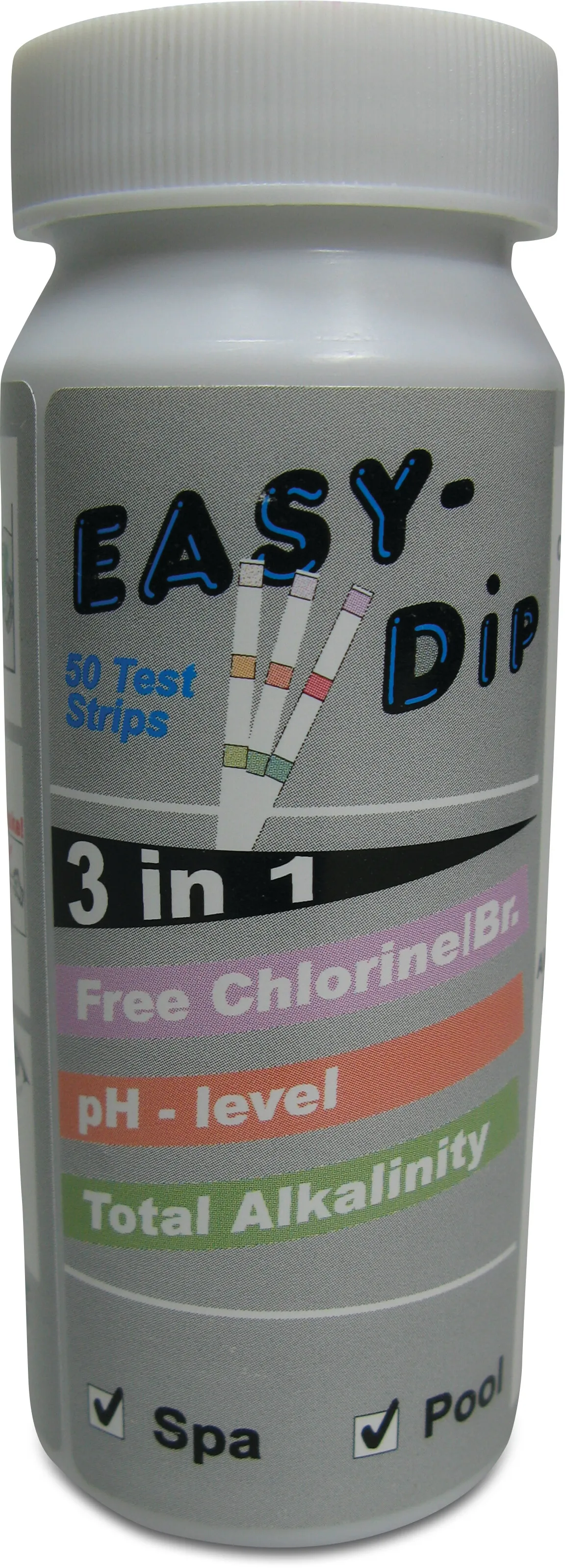 Pool-I.D. 5-in-1 test strips for the measurement of pH, free Chlorine, Bromine Alkalinity, Total Hardness and Cyanic Acid values 50 pcs