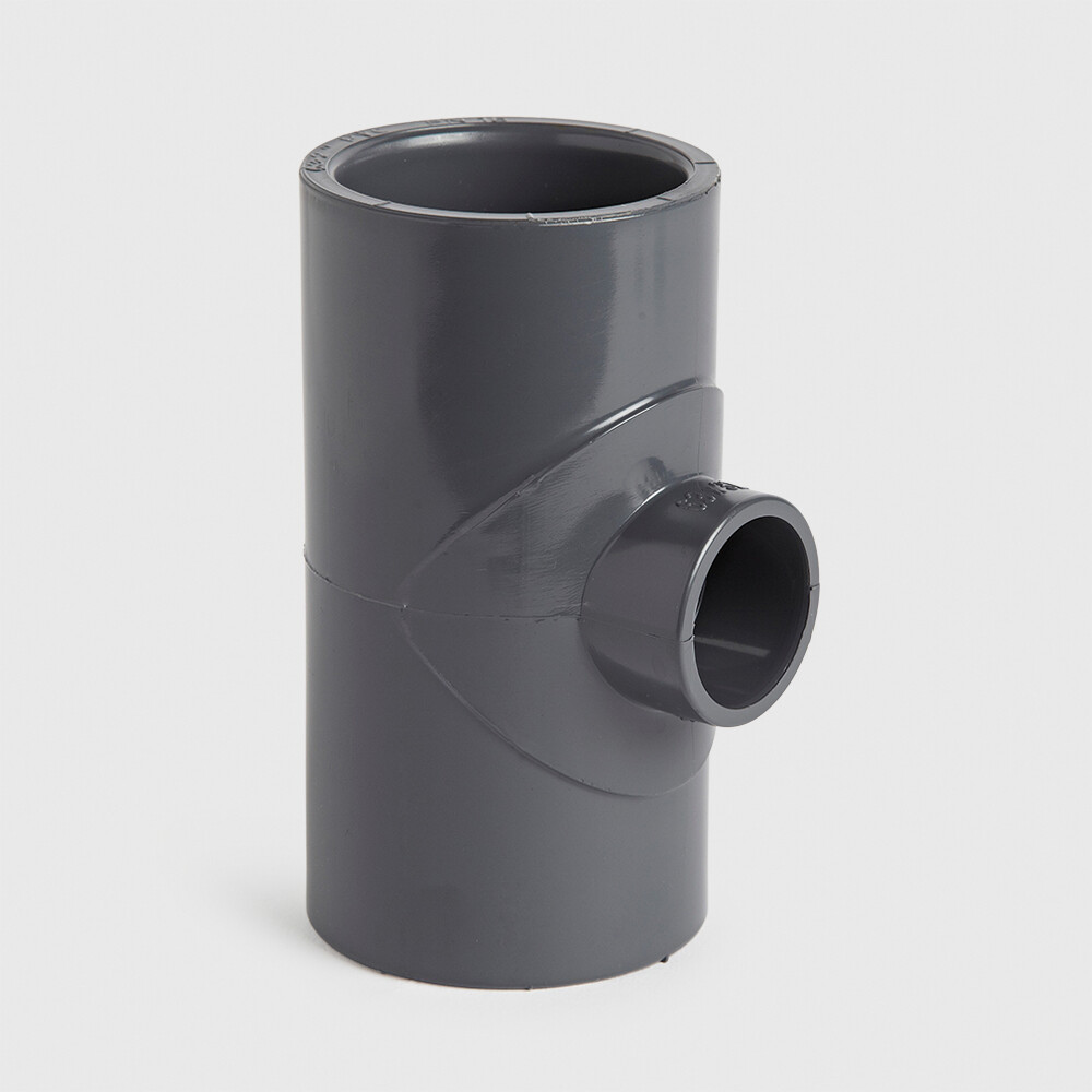 VDL Reducer T-piece 90° PVC-U 75 mm x 50 mm x 75 mm glue socket 16bar grey