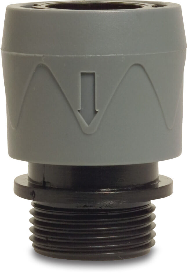 Flotide Click connector plastic 3/4" male thread x female click grey/black