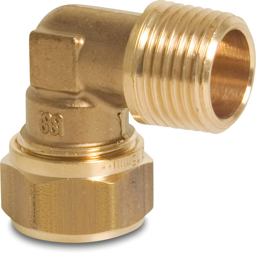 Bonfix Adaptor elbow 90° brass 12 mm x 3/8" compression x male thread KIWA/GASTEC