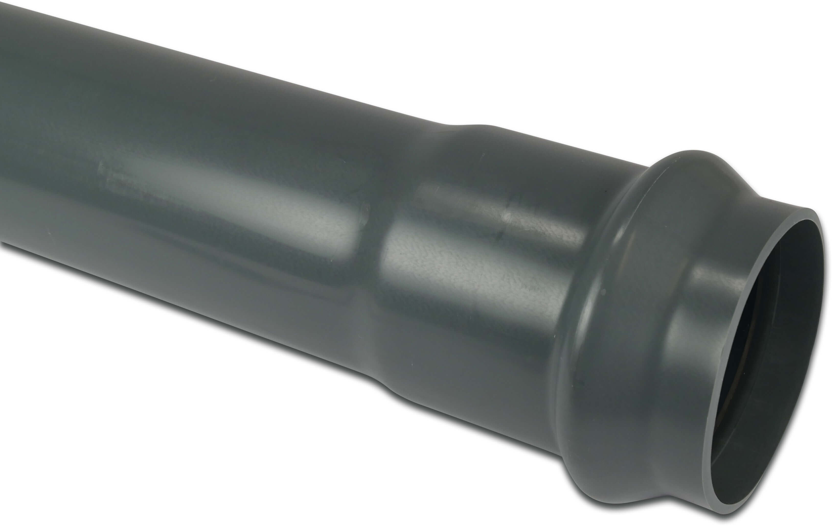 Pressure pipe PVC-U 110 mm x 5,3 mm ring seal x plain ISO-PN12,5 DIN-PN10 grey 5m
