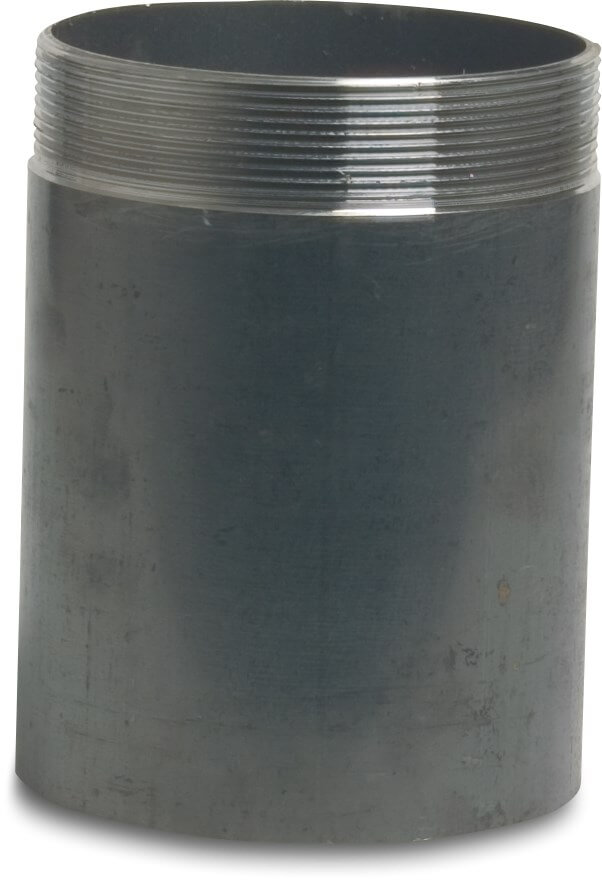 Svejsenippel stål 4" x 114,3 mm udvendig gevind x stuksvejs 15cm