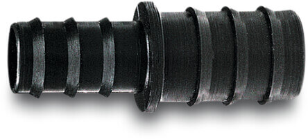 Straight connector PP 25 mm x 20 mm barbed black