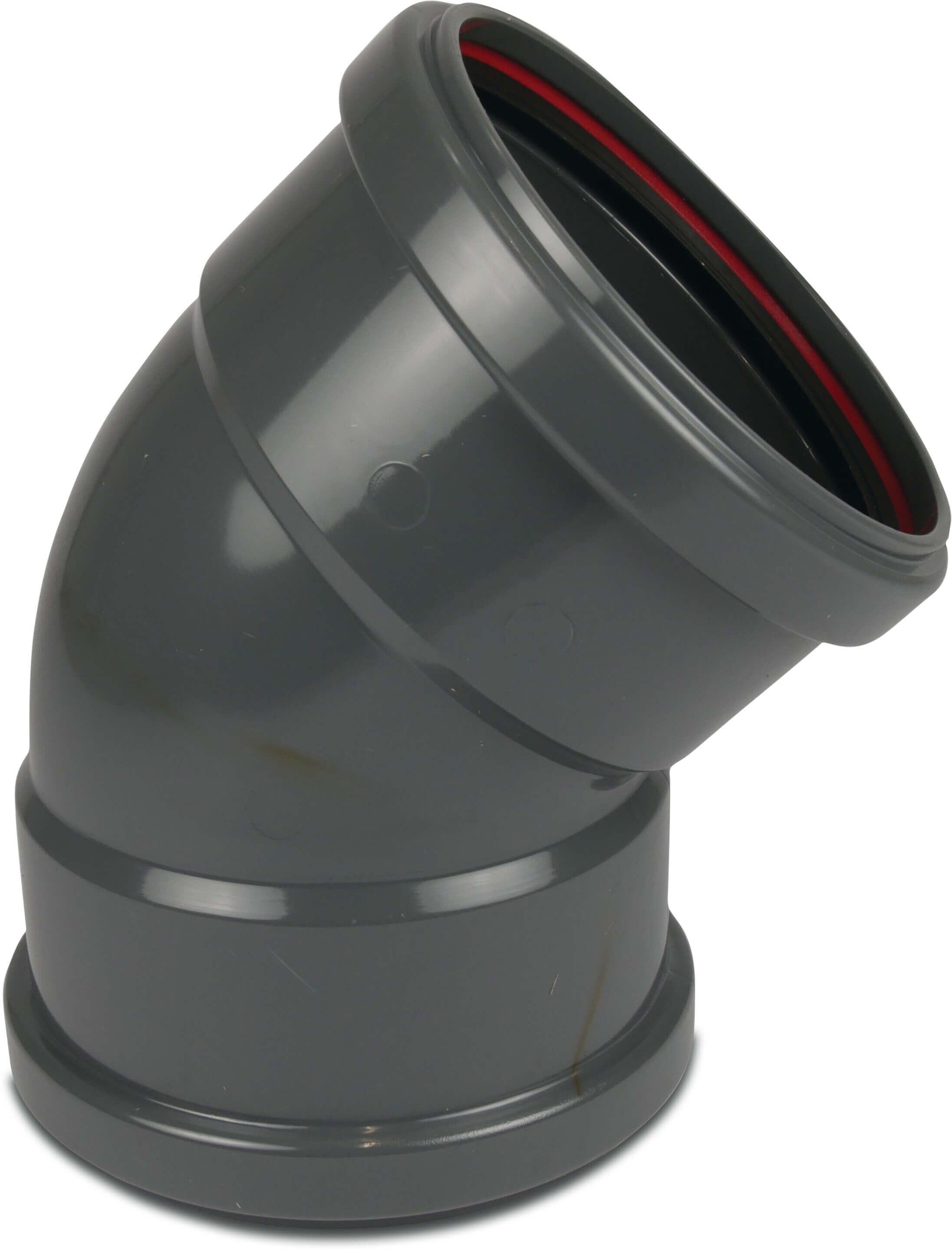 Drainage bend 45° PVC-U 400 mm SN4 ring seal DN400 grey KOMO/BENOR short
