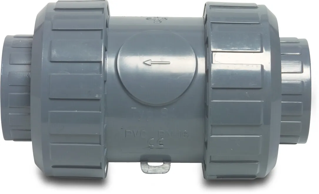 Praher Kontraventil fjederbelastet PVC-U 16 mm limmuffe 16bar grå type S4