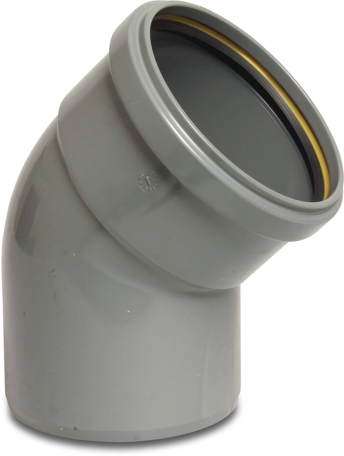 Bogen 45° PVC-U 200 mm SN4 Steckmuffe x Stutzen DN200 Grau KOMO/BENOR kurz