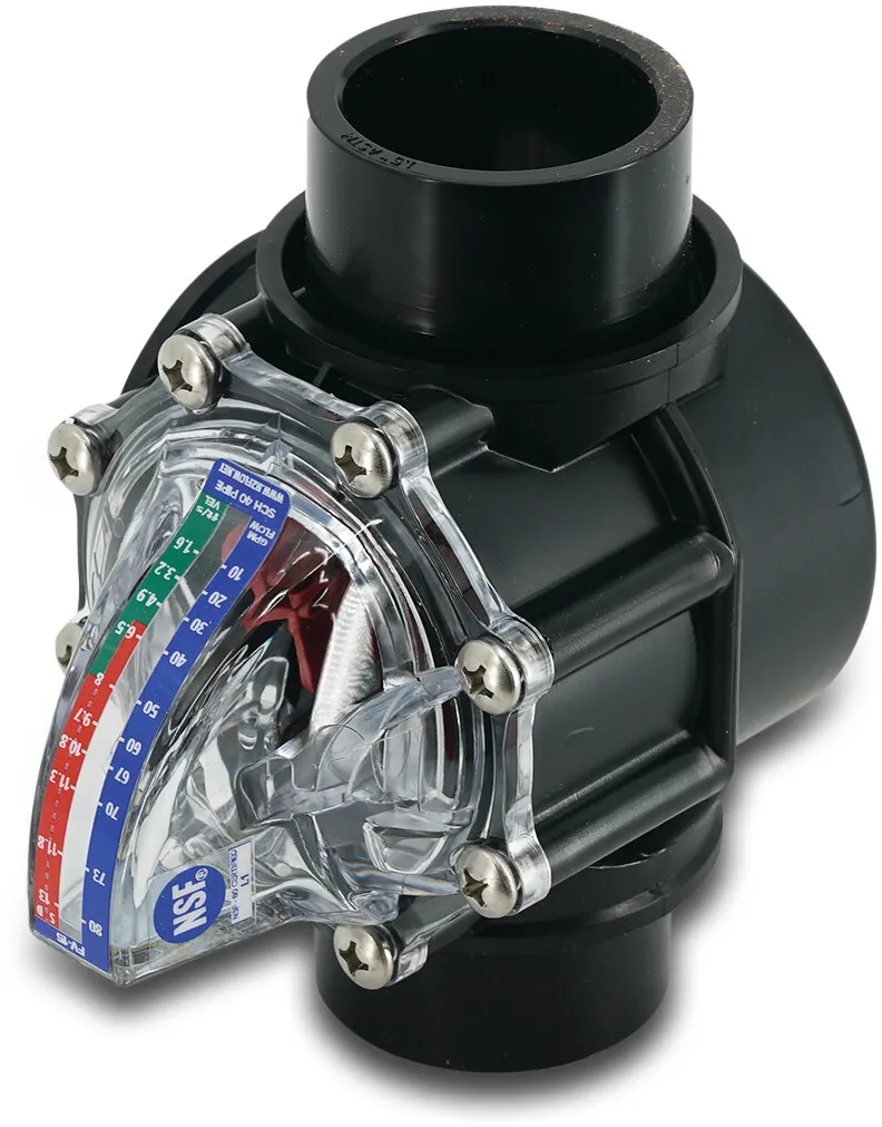 FlowVis Flow meter PVC 2" imperial glue socket 3,5bar black