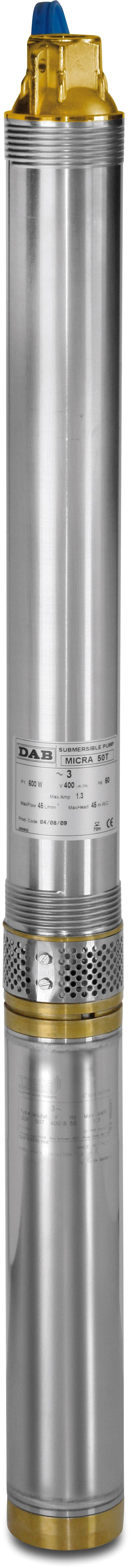 DAB Bronpomp RVS 304 1" binnendraad 3,3A 230VAC met 1m kabel type Micra 50M olie gevuld