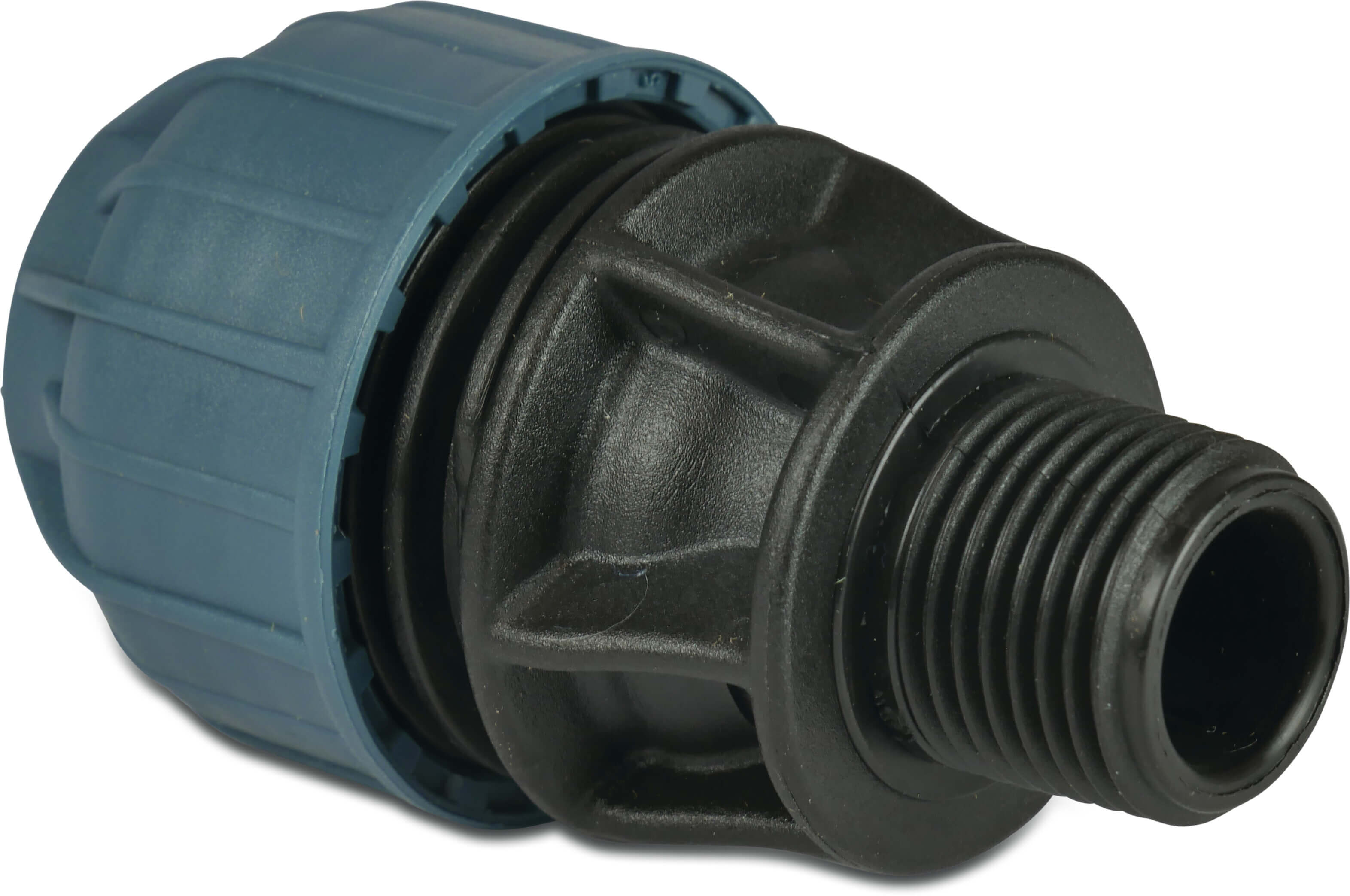 Jason Adaptor bush PP 20 mm x 1/2" compression x male thread 10bar black/blue