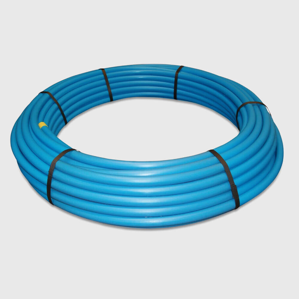 Pressure pipe PE80 50 mm x 4,6 mm plain SDR11 12,5bar blue 100m DWI