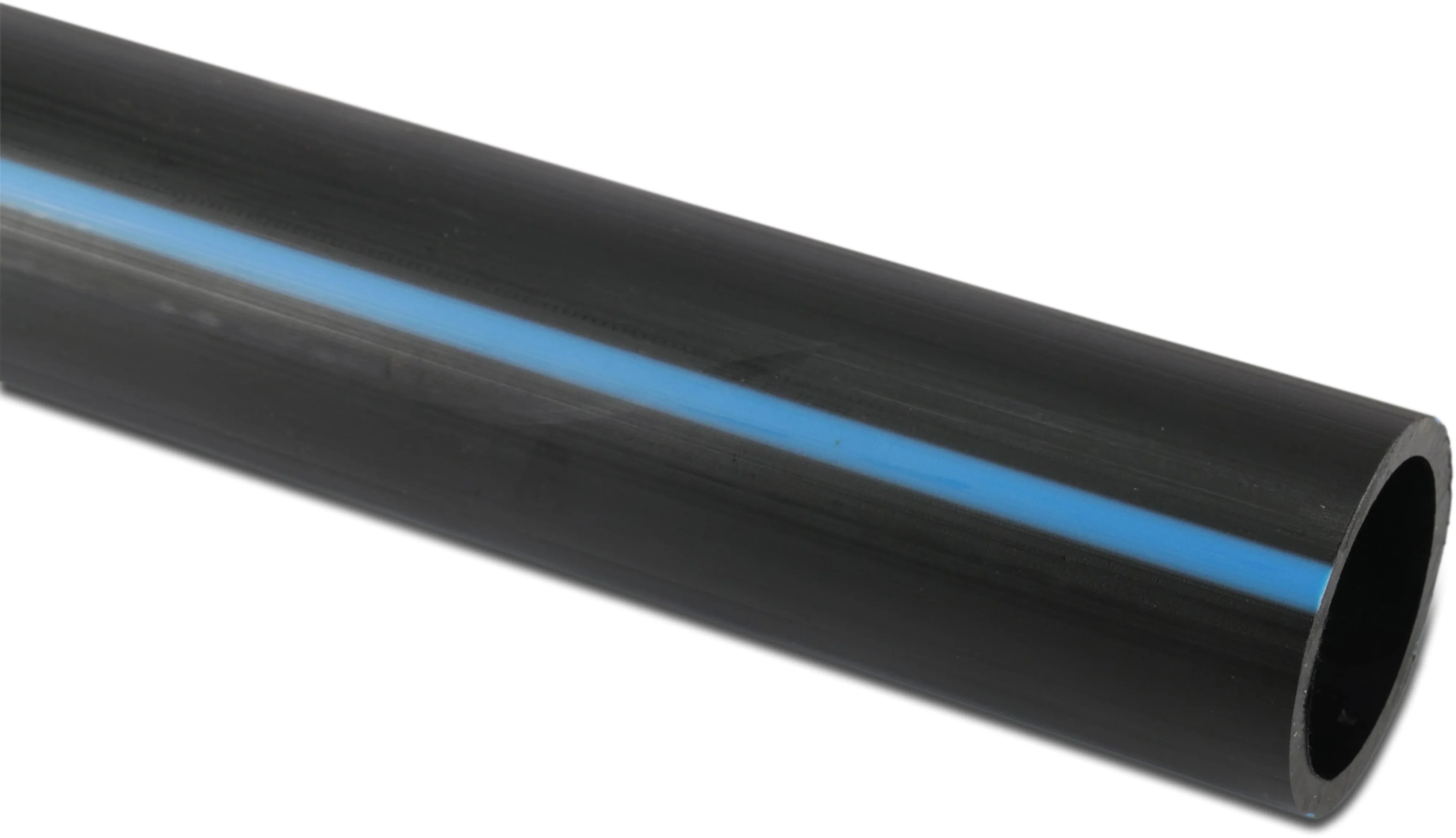Pressure pipe PE100 110 mm x 6,6 mm plain SDR 17 10bar black/blue 12m DVGW