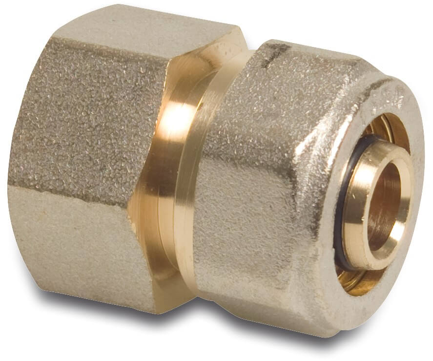 Profec Adaptor socket brass nickel plated 16 mm x 1/2" compression x female thread type Alu-PE-X
