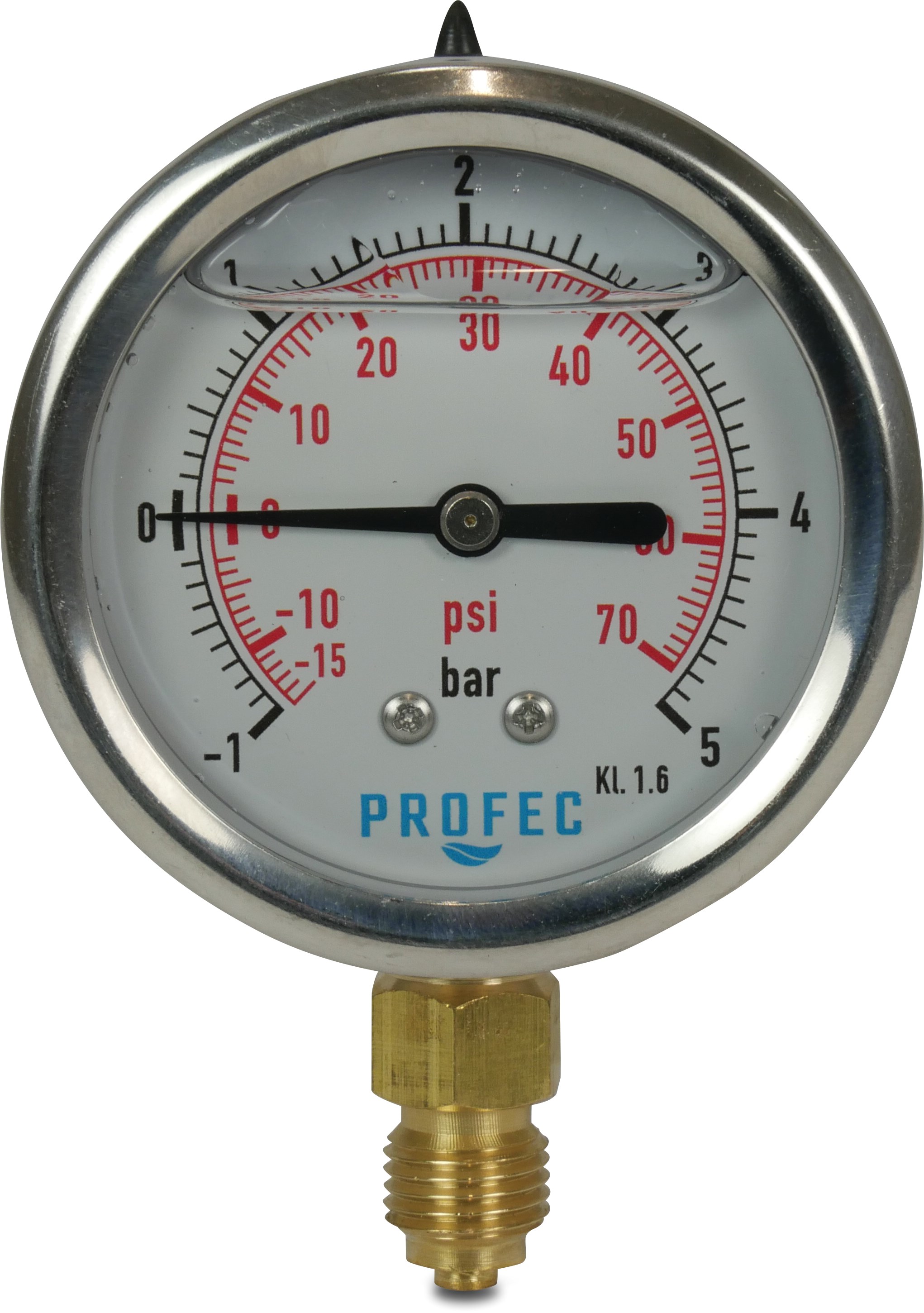 Profec Pressure gauge 63 mm male thread -1 - 0bar type glycerin filled bottom connection 1/4"