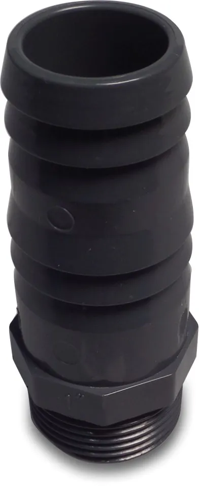 VDL Hose tail PVC-U 1/4" x 12 mm male thread x hose tail grey