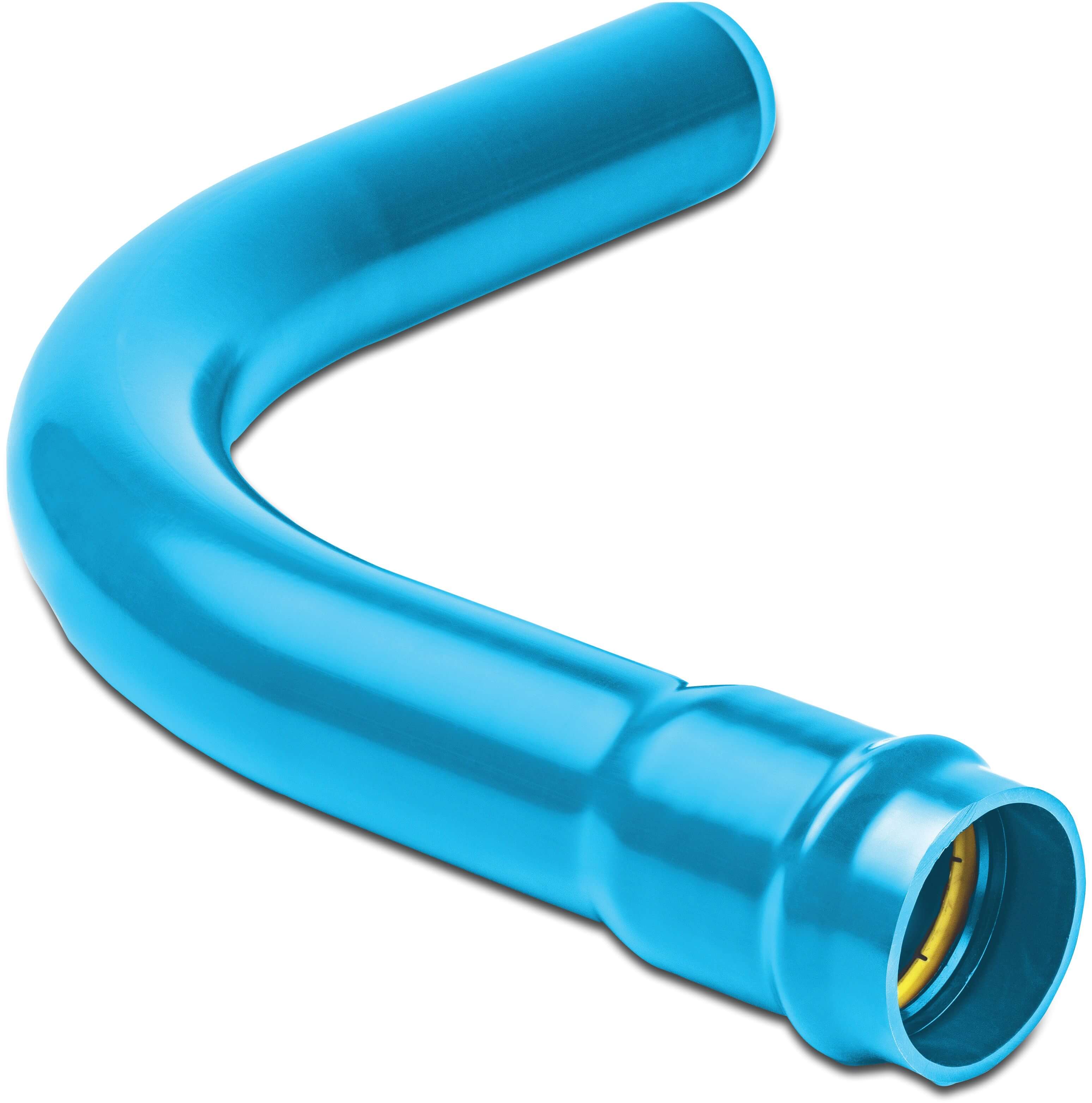 Bend 90° PVC-A 110 mm ring seal x spigot 16bar blue KIWA