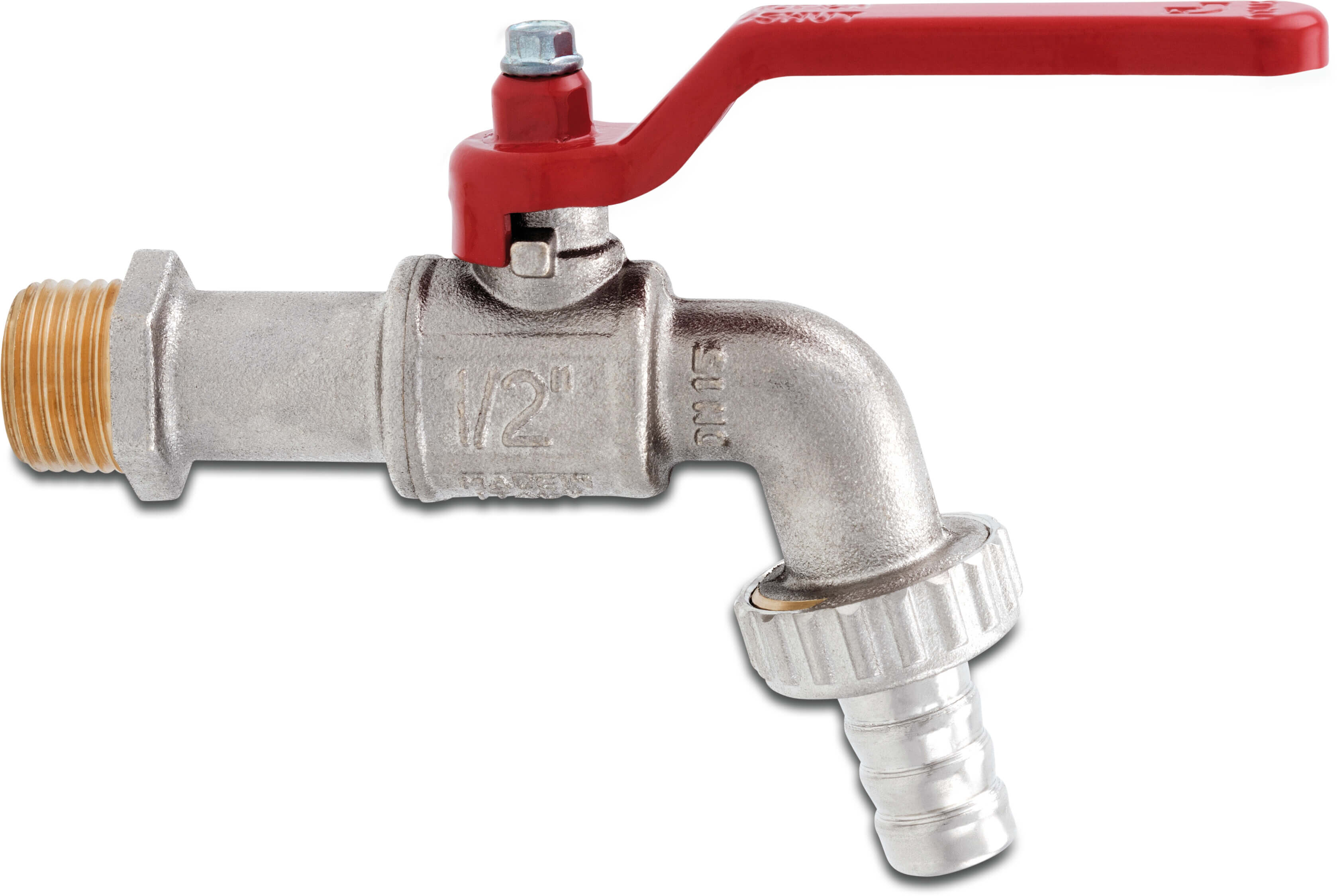 Itap Kogelkraan met slangwartel messing vernikkeld 1" x 25 mm buitendraad x slangtule 12bar DN25 type 132