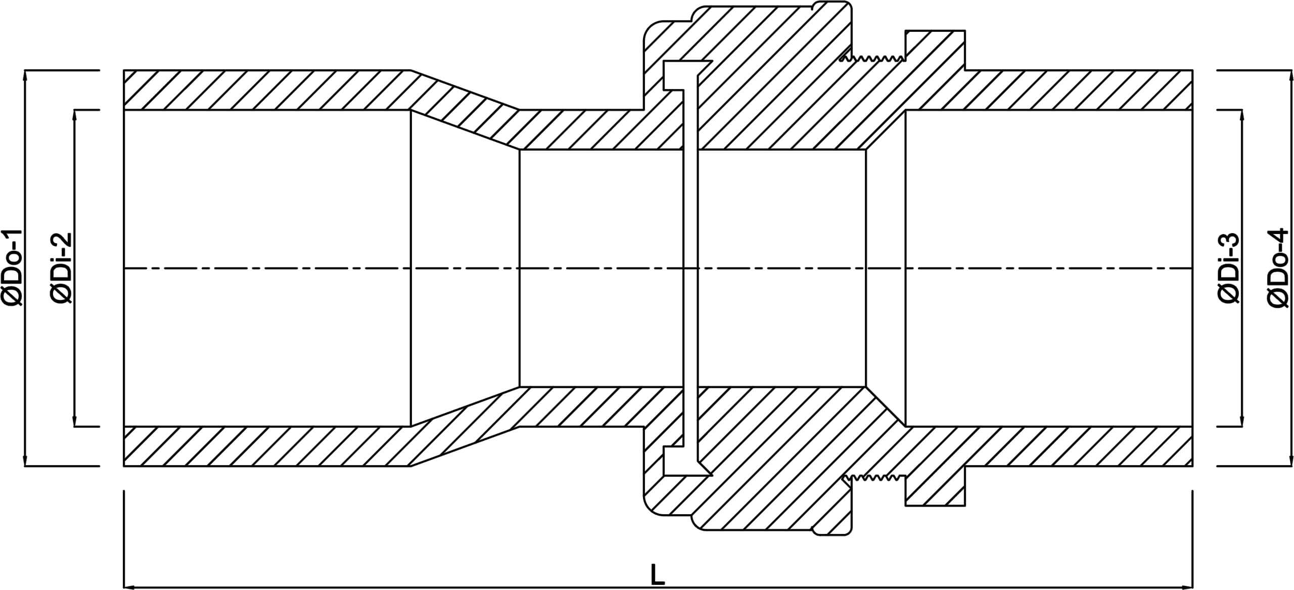 VDL 2/3 union coupler PVC-U 32 mm x 32/40 mm glue socket x glue socket/glue spigot 10bar grey