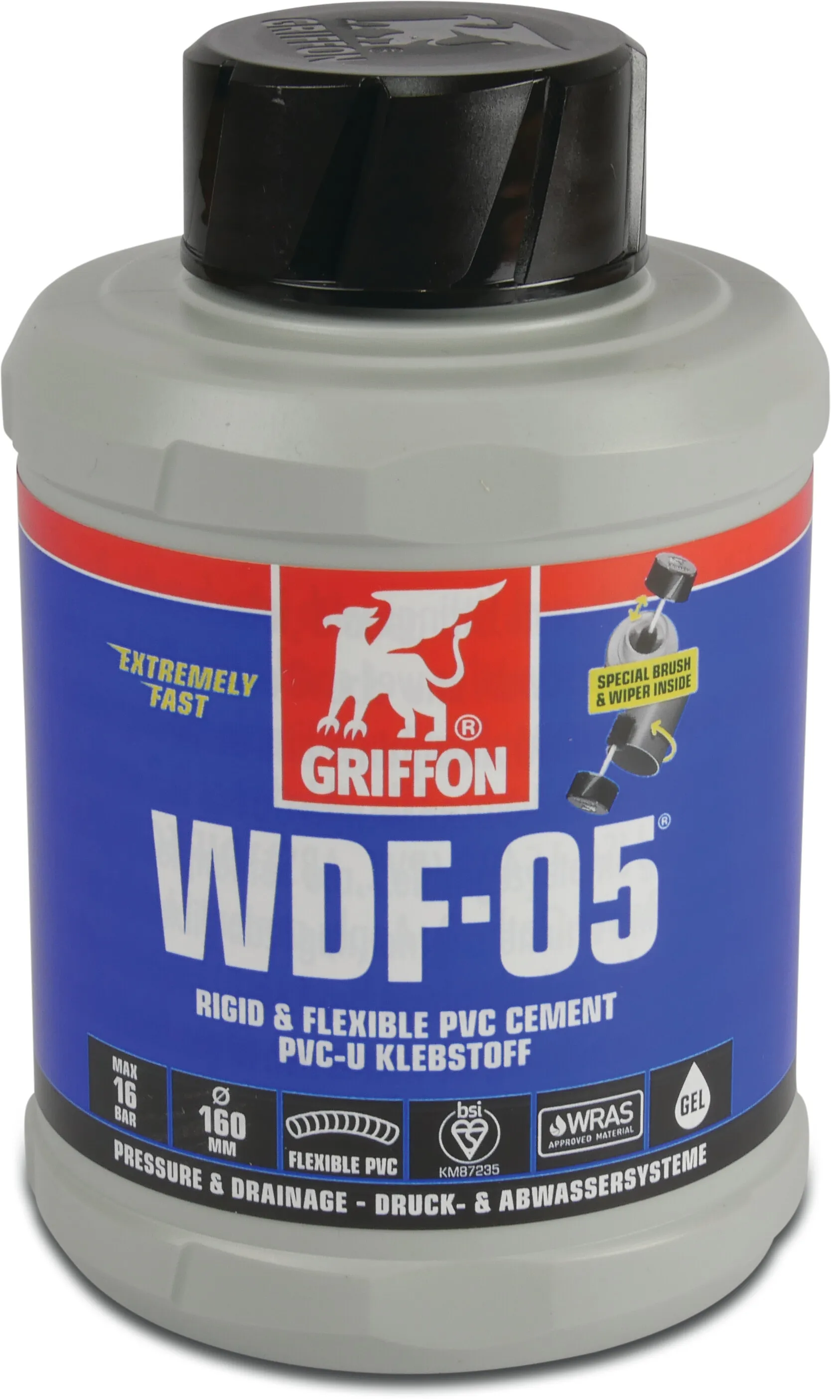Griffon PVC-Kleber 0,25ltr mit Pinsel WRAS Typ WDF-05 Label EN/DE