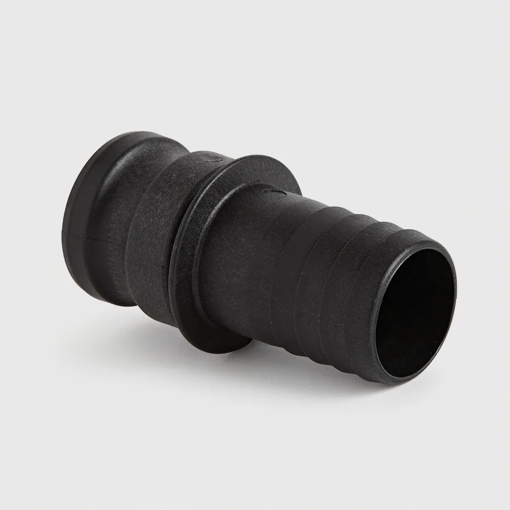 Quick coupler PP 1" x 25 mm male part Camlock x hose tail 7,5bar black type Camlock E
