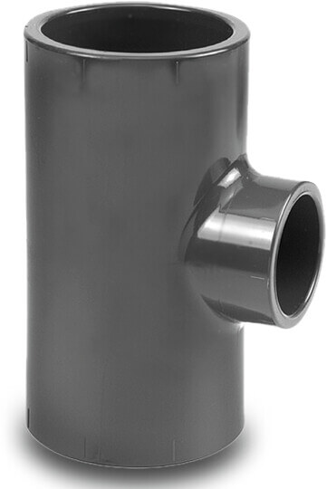 VDL T-stykke 90° reducerende PVC-U 160 mm x 75 mm x 160 mm limmuffe 16bar grå