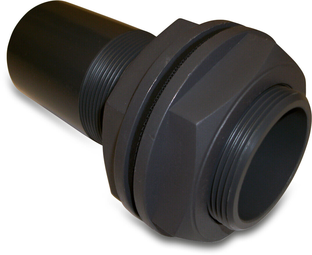 Bulkhead fitting PVC-U 3/4" imperial glue spigot x male thread 10bar black