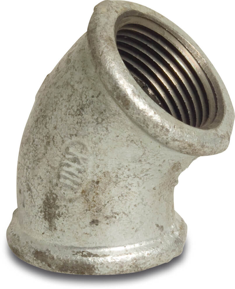 Profec Nr. 120 Elbow 45° cast iron galvanised 3/4" female thread 25bar DVGW