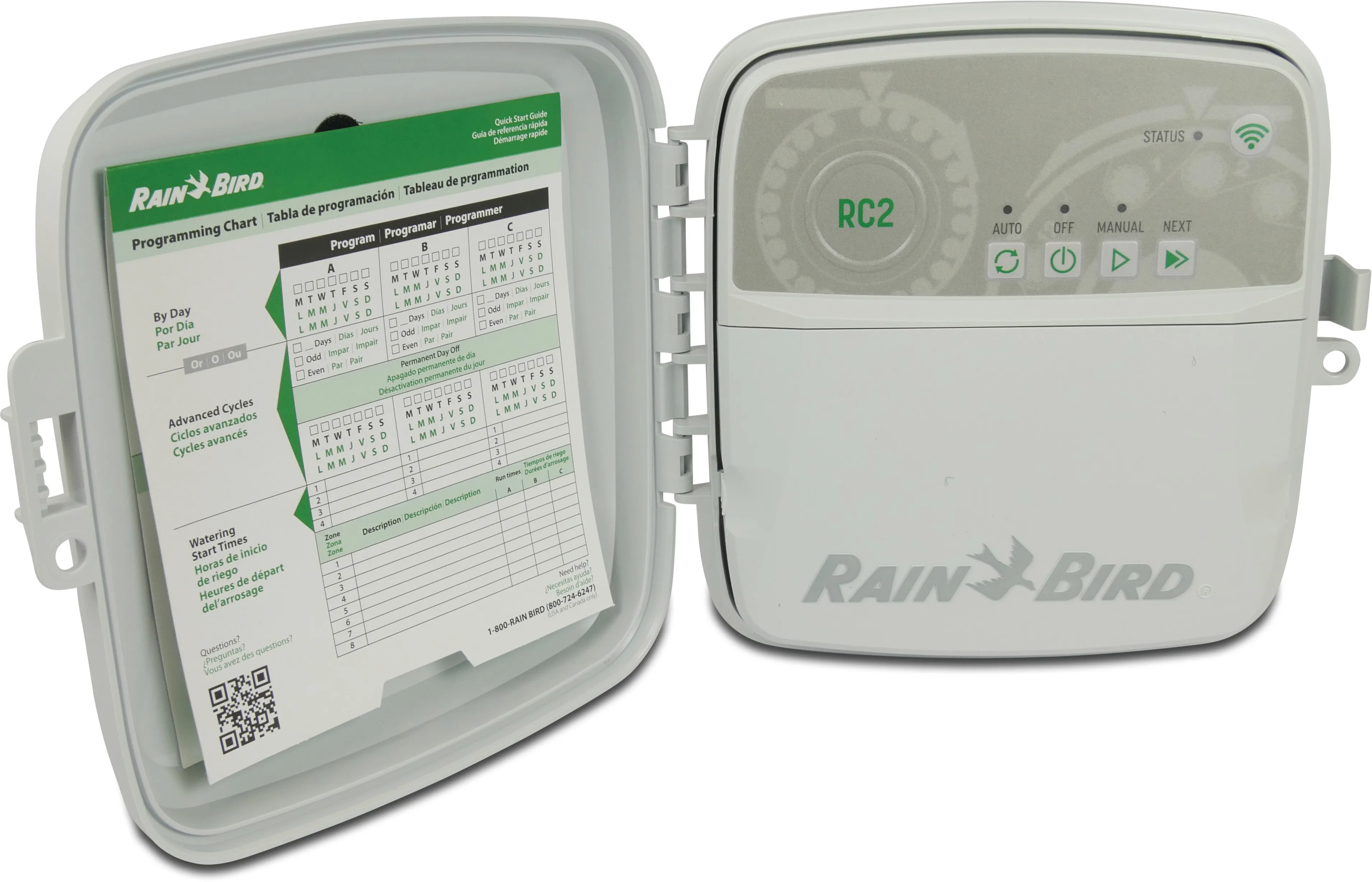 Rain Bird Bevattningsautomat 24VAC vit type RC2 Wi-Fi-kompatibel 8 stationer
