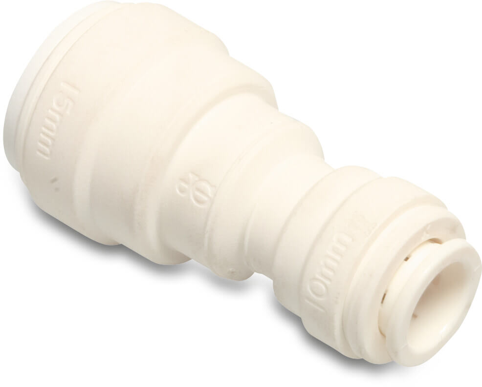 Speedfit Reduktionsmuffe POM 15 mm x 10 mm indstik 10bar hvid DVGW/KIWA/WRAS