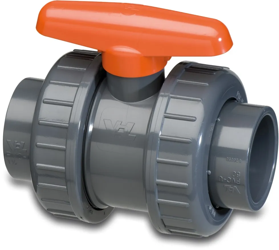 VDL Ball valve PVC-U 16 mm glue socket 16bar grey type DIL
