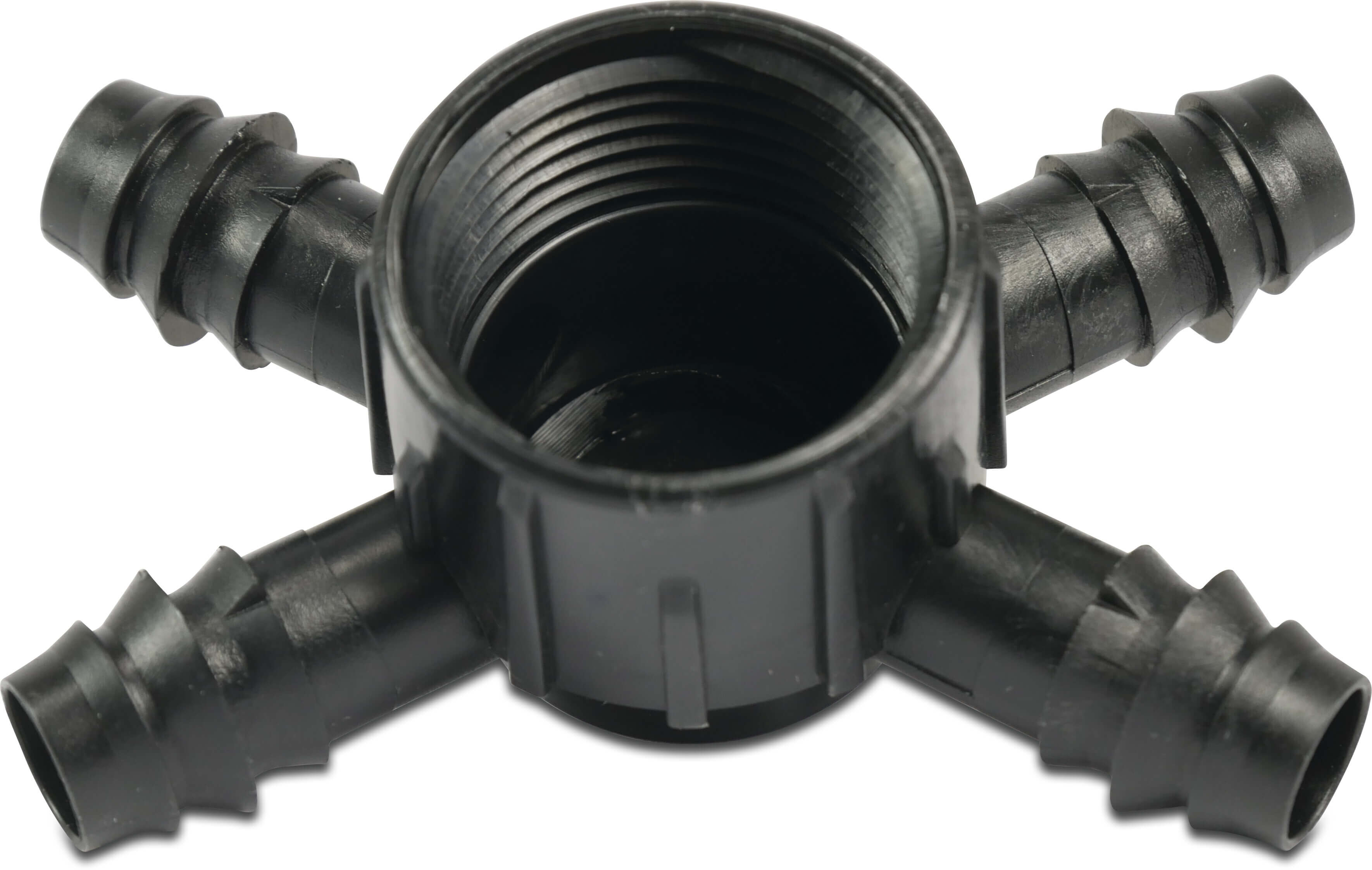Kreuzstück 90° POM 16 mm x 1" Tülle x Innengewinde 4bar Schwarz