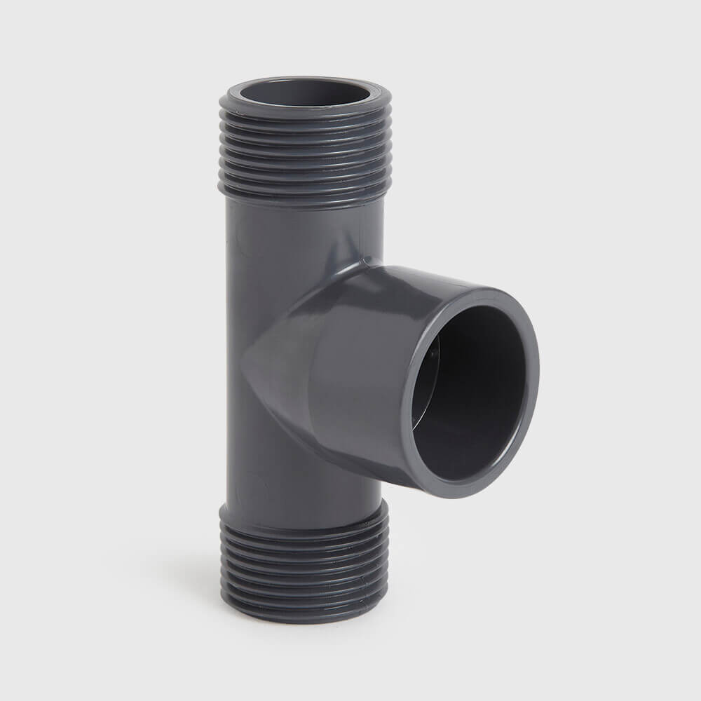 VDL T-stuk 90° PVC-U 1 1/4" x 32 mm x 1 1/4" buitendraad x lijmmof x buitendraad 10bar grijs