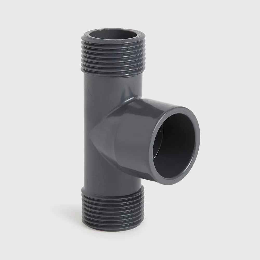 VDL T-stuk 90° PVC-U 1 1/4" x 32 mm x 1 1/4" buitendraad x lijmmof x buitendraad 10bar grijs